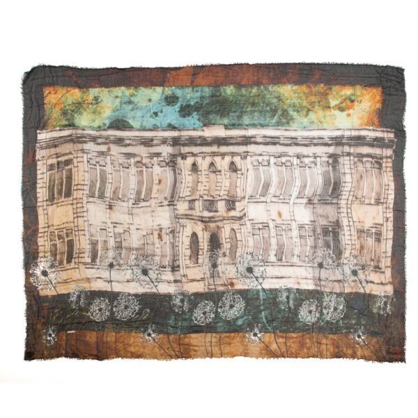 Foulard d'artista realizzato con le stampe del Museo Paleontologico di Montevarchi
