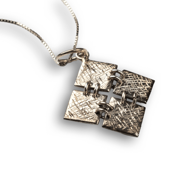 Silver Pendant with Geometric Grid - Pestelli Creazioni