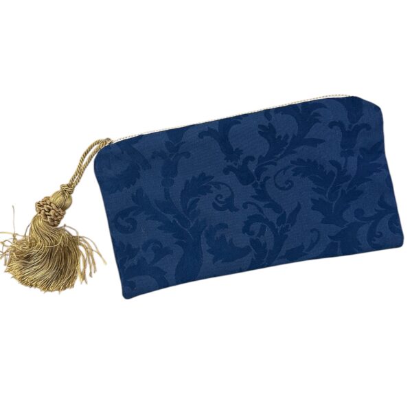 Pochette rettangolare blu damascata - Flo Concept