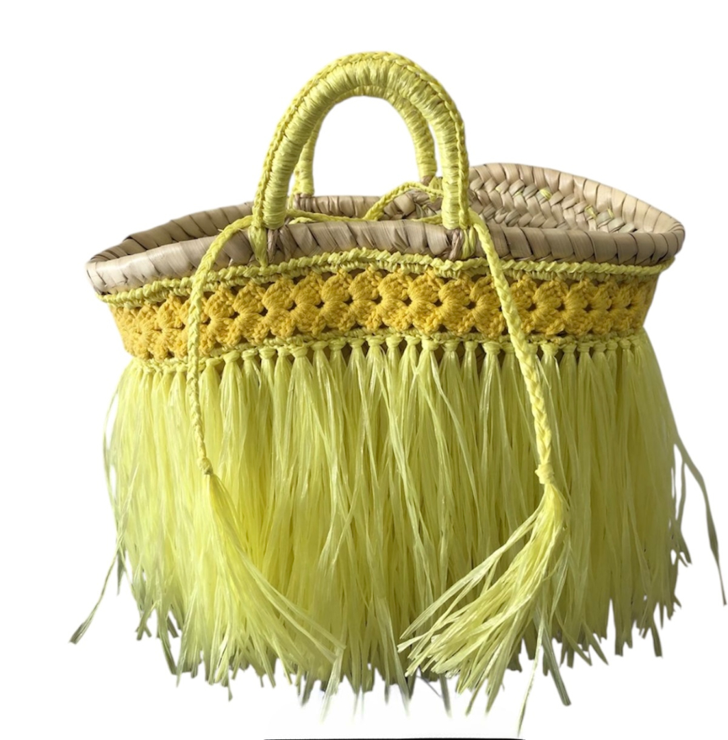 BORSA PAGLIA CON FRANGE  - M.AR.TE
